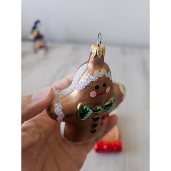 Gingerbread Baker glass ornament heart set Xmas tree - Picture 7 of 8